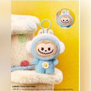 Authentic POP BEAN Fluffy & Cozy-Plush Pendant-UNOPENED- LABUBU Toasty Snow Baby